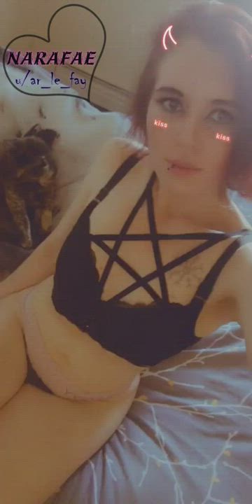 Alt Goth Lingerie Pale Selfie gif