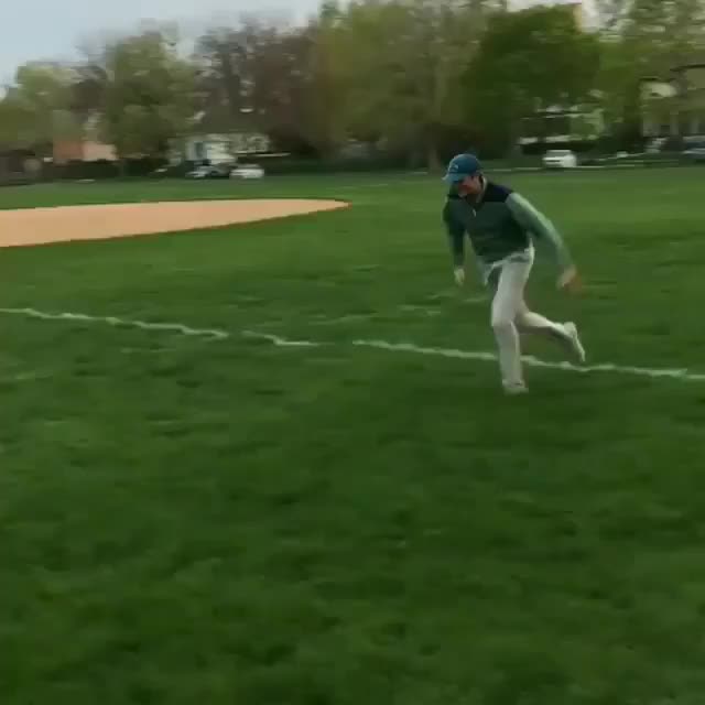 Jumping on a pile of leaves