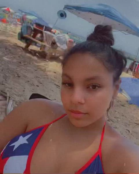 beach big tits bikini latina puerto rican gif