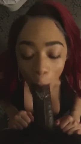 BBC Babe Blowjob Boobs Ebony Ebony Couple POV gif