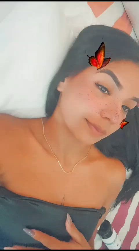 camgirl cute latina lingerie sensual smile teen tits webcam gif