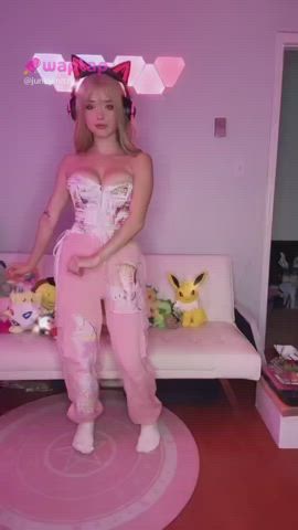 boobs bouncing tits cosplay costume jiggling gif