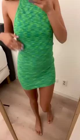 asian asianhotwife braless dress goddess onlyfans petite tits underboob undressing