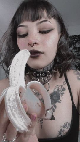 Creamy Food Fetish Goth Pierced Piercing Sucking Tattoo gif