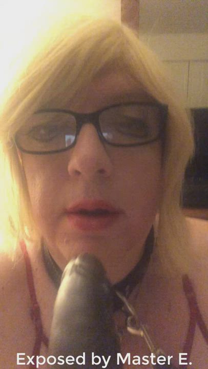 Choking Dildo Sissy Sucking gif