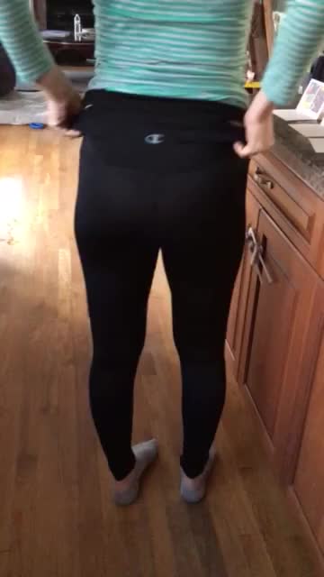 leggings panties socks teasing yoga pants gif