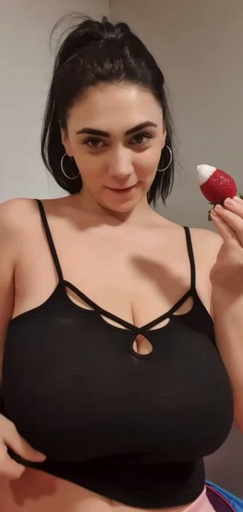 Tits &amp; strawberries- Big Tits Huge Tits Natural Tits Porn GIF by bbcbruce562