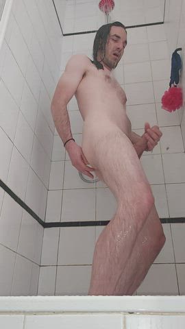 big dick cock male masturbation masturbating shower gif