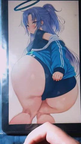 💙 Hayase Yuuka 💙 Big fat load on a big phat ass 🍑