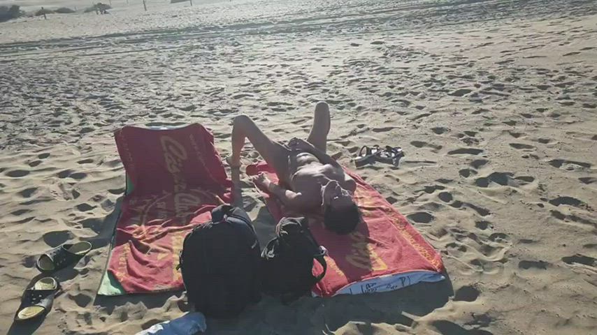 Amateur Beach Masturbating Nude Public gif