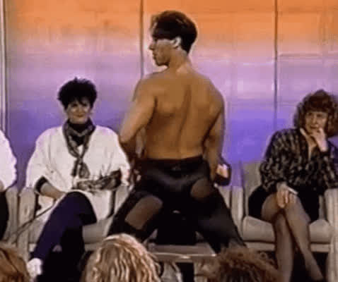 CFNM Celebrity Gay Stripper Stripping Striptease Thong Vintage gif
