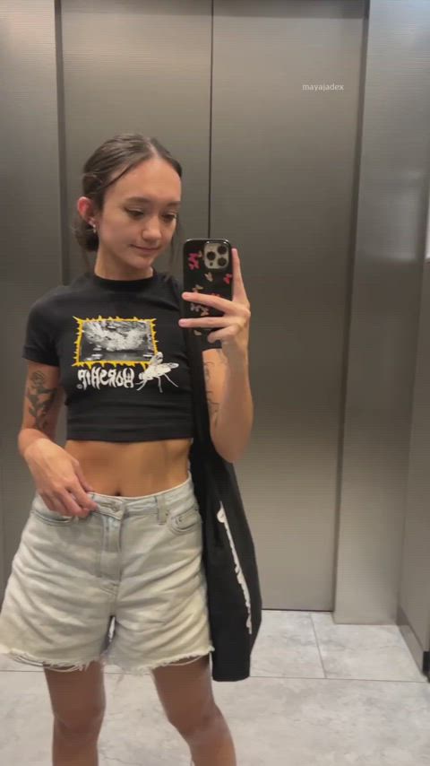 elevator nipples petite selfie gif