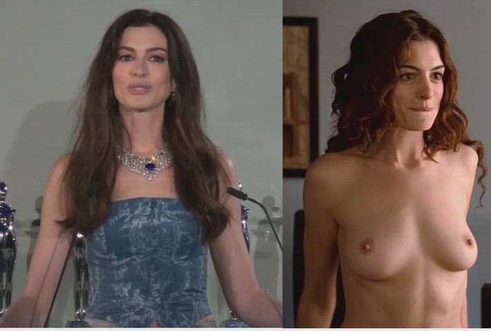 anne hathaway brunette celebrity natural tits nude nudity tits topless gif