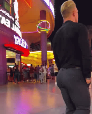 Blonde Bodybuilder Bubble Butt Clothed Gay Public gif