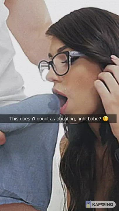 Blowjob Cheating Girlfriend Glasses Tease gif