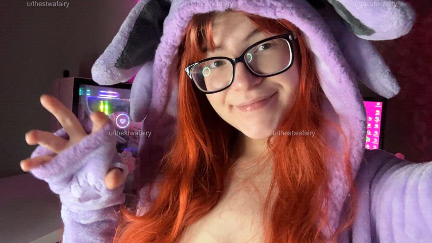 amateur boobs cute gamer girl ghost nipples glasses natural tits redhead teasing