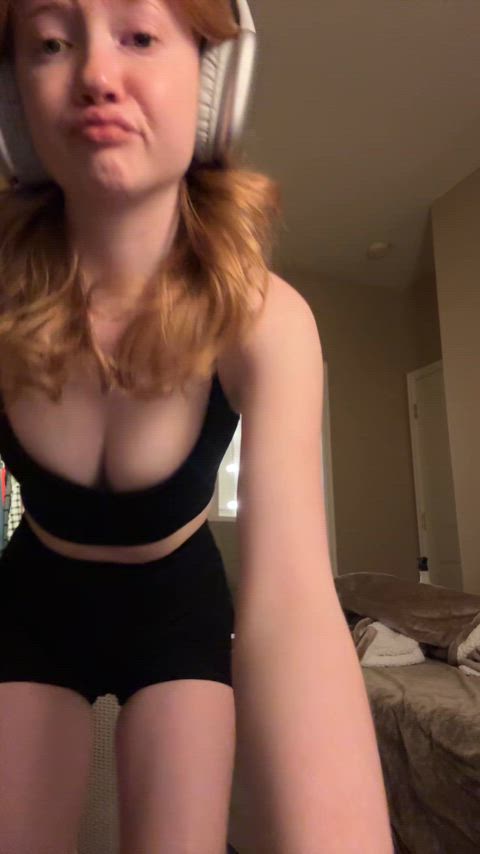 19 years old asmr dancing legs pale redhead skinny teasing tiktok tits gif