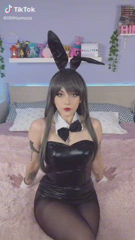 Ahegao Bunny Cosplay Tease TikTok Tongue Fetish gif