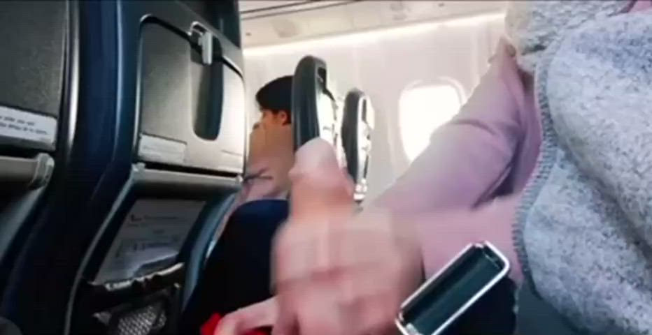 Airplane Cum In Mouth Cumshot Handjob Playboy gif