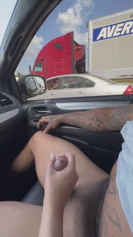 Had daddy on edge while in traffic I love playin with his cock especially in Public