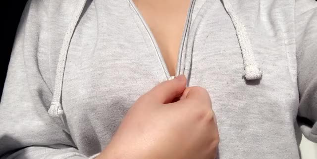 Unzip reveal of my big tits... ?? [OC]