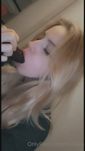 BBC Blowjob Deepthroat Dildo gif