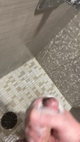 bwc big dick cock jerk off masturbating nsfw public shower soapy solo gif
