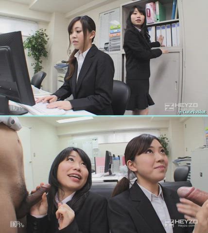 Office girls on the job