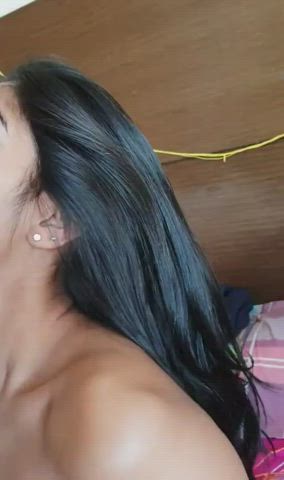 Blowjob Brunette Cock Cock Worship Long Hair gif