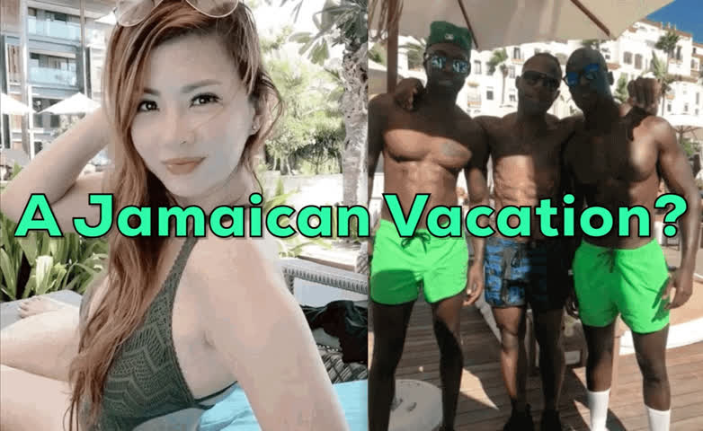 Asian BBC Cheating Cuckold Hotwife Interracial Jamaican Swimsuit Teasing gif