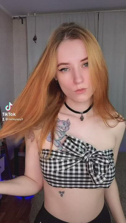 Babe Boobs Choker Small Tits Tattoo TikTok gif