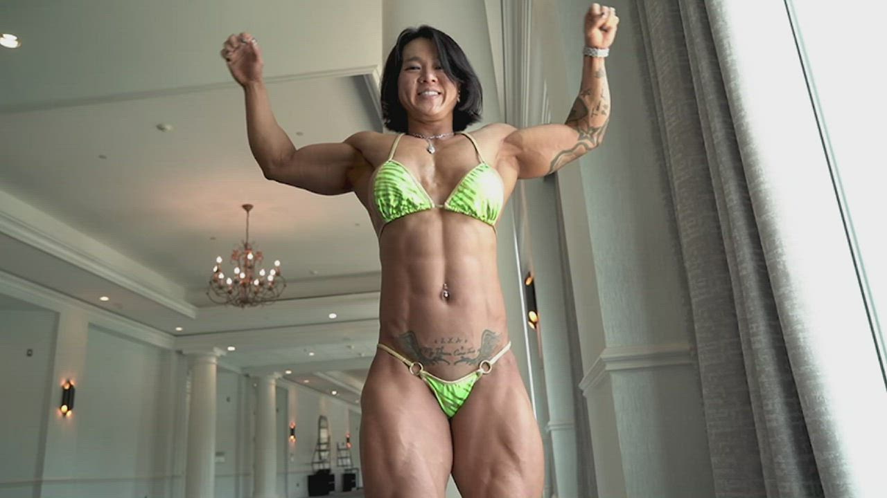 Asian Bodybuilder Muscular Girl gif
