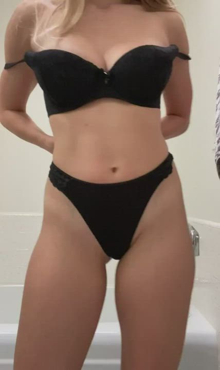 Bathroom Big Tits Blonde Perky Undressing gif