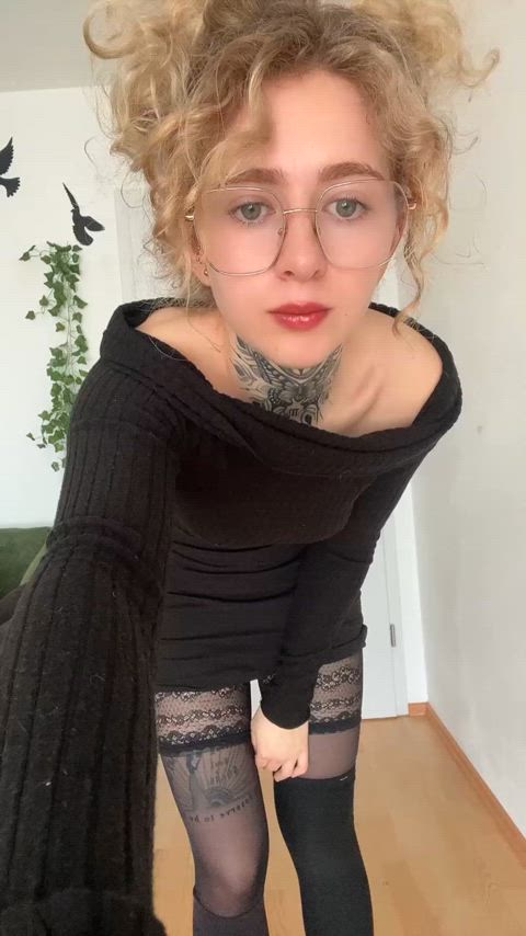 blonde dress dressing dressing room glasses selfie tease teen r/redgifsverified tiny