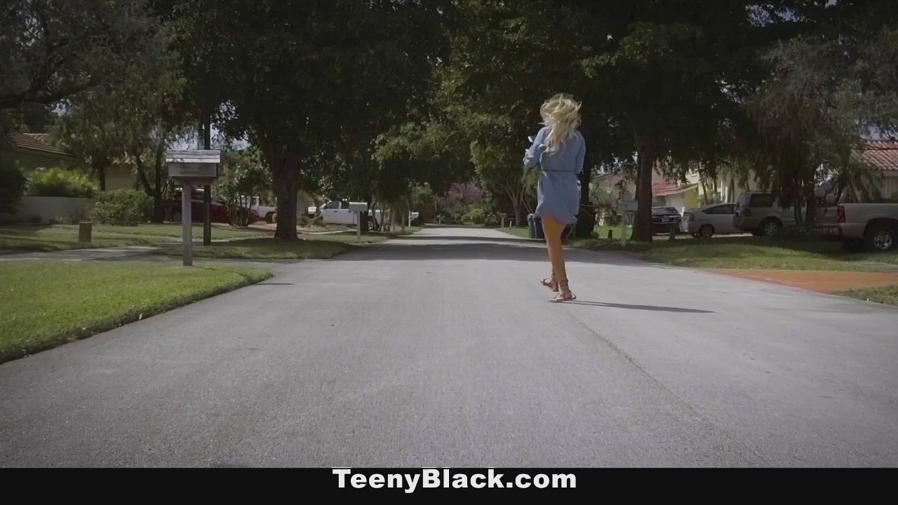 teenyblack - small ebony teen rides hard white cock