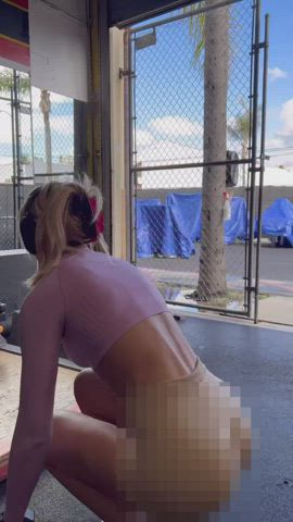 ass censored fitness tease yoga pants gif