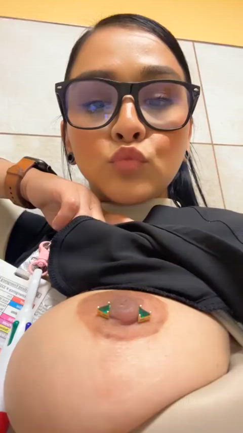 big tits fake tits latina nipple piercing nurse pierced tits gif