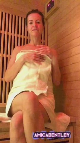 amica bentley natural tits sauna gif