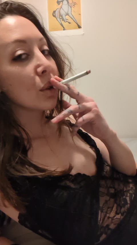 amateur brunette smoking gif