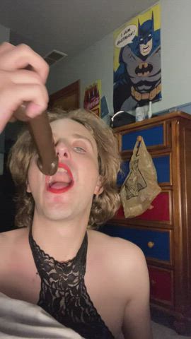 bbc deepthroat dildo femboy sissy solo gif