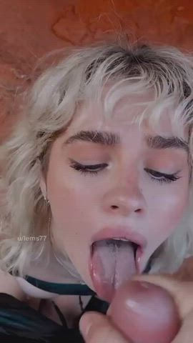 blonde blowjob cumshot sucking gif