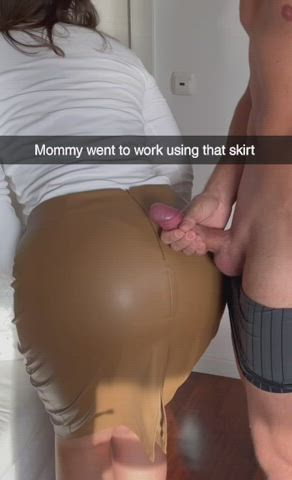 I didn't notice she had cum on her skirt
