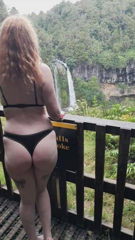Booty by the waterfall