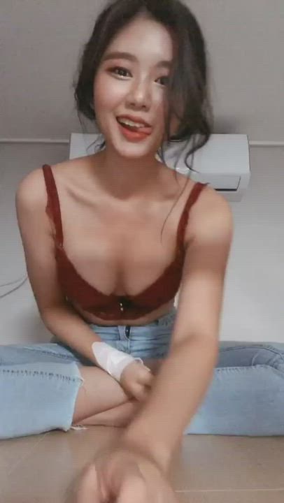 Asian Jeans Stripping gif
