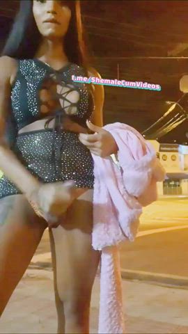 cumshot latina masturbating outdoor solo trans trans woman gif