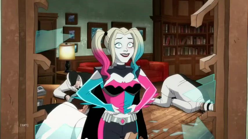 bouncing bouncing tits cmnf cartoon flashing harley quinn jiggling topless gif