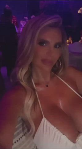 big tits blonde cleavage fake boobs fake tits huge tits model party polish gif