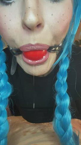 ball gagged cosplay drooling gagged gif