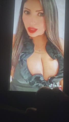 big tits cleavage cum tribute gif