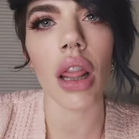 Amateur Saliva Tongue Fetish White Girl gif